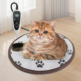 GOLOPET cat heating pad round with paw print keeps cats warm and cozy during rest.