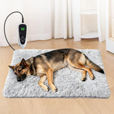 GOLOPET dog heating pad 28x18 inch with plush gray cover for cozy naps.