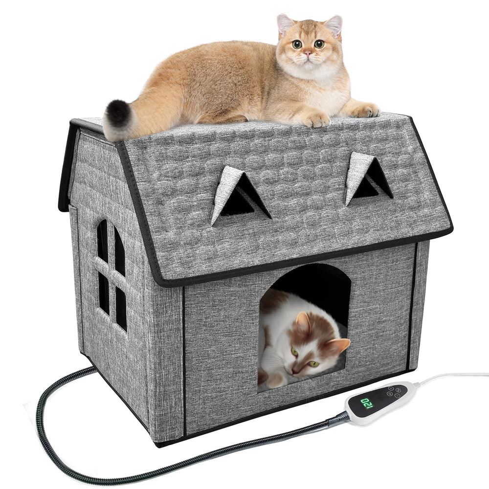GOLOPET Indoor Heated Cat House front view shows a warm shelter for small and medium cats.