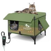 GOLOPET large heated cat house outdoor exterior shows weatherproof shelter for all-season use.