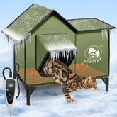 GOLOPET medium heated cat house front view for outdoor warmth in winter