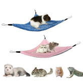 GOMICRAFT hanging corner hammock in blue and pink for cozy pet rest.