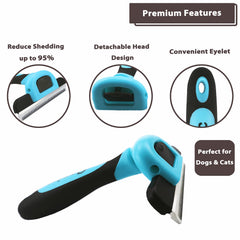 Gonicc PDT-1001 blue stainless-steel-teeth for durable gentle deshedding