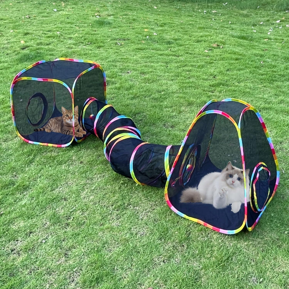GONPETGP outdoor cat enclosure foldable pop-up enables quick outdoor setup.