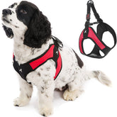 Gooby Escape Free Easy Fit Harness red front view shows secure fit for small dogs.