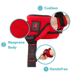 Close-up of Gooby neoprene wrist band handle showing soft padding for comfort.