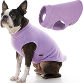 Gooby Stretch Fleece Vest lavender front view offers cozy warmth for chilly walks.