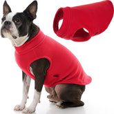Gooby Stretch Fleece Vest front view shows snug fit for chilly walks.
