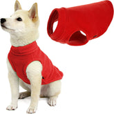 Gooby Stretch Fleece Vest red front view shows snug, warm fit