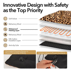 GooCare leopard control-panel shot emphasizes easy 3-temperature control for tailored comfort