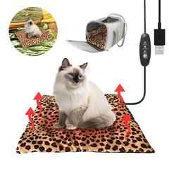 GooCare USB heating warmer pad bed leopard front view ideal for cozy, portable pet warmth