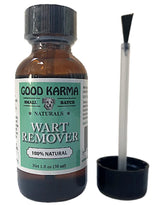 GOOD KARMA NATURALS dog wart remover bottle demonstrates easy at-home application for relief.