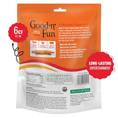 Good 'n' Fun Triple Flavor Rolls premium chicken wrap image highlighting flavor.