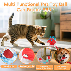 Goosheep 2-pack cat ball side view demonstrates 360° rolling and wave texture for chase games.