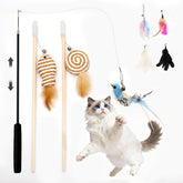 Goosheep cat wand toy wood teaser offers durable play for active indoor cats.
