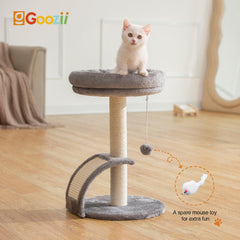 Goozii cat tree scratching post provides durable scratching surface to satisfy natural urges.
