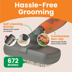 GoPets undercoat tool for long-haired breeds helps manage shedding around the home.