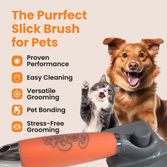 GoPets self-cleaning slicker brush retractable bristles for quick cleanup after grooming.