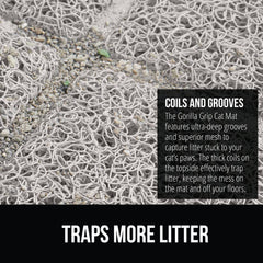 GORILLA GRIP mat's textured backing stays in place during active cat exits