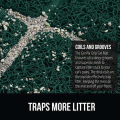 GORILLA GRIP mat water-resistant material blocks leaks while catching litter.