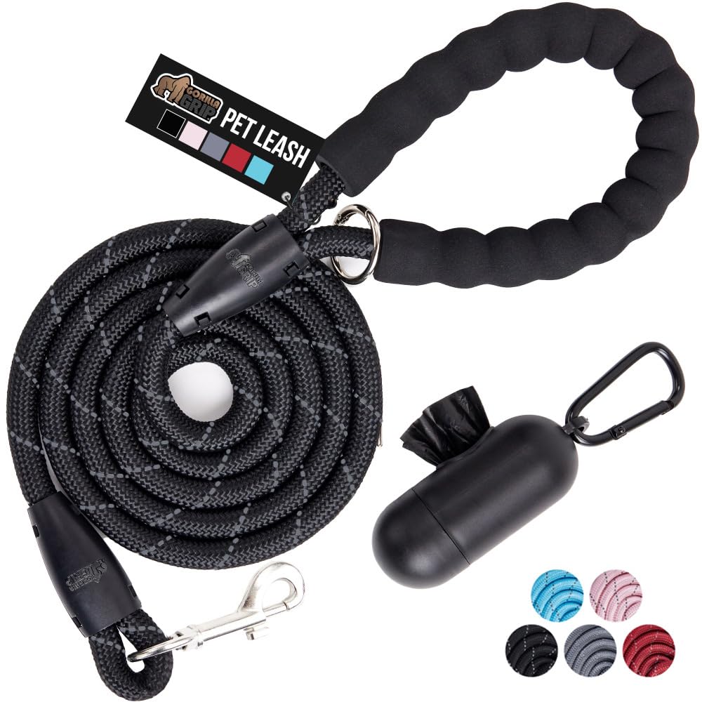 GORILLA GRIP dog leash with durable nylon rope for reliable daily walks.