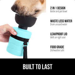 GORILLA GRIP dog water bottle bowl extended—built-in bowl for easy drinking.