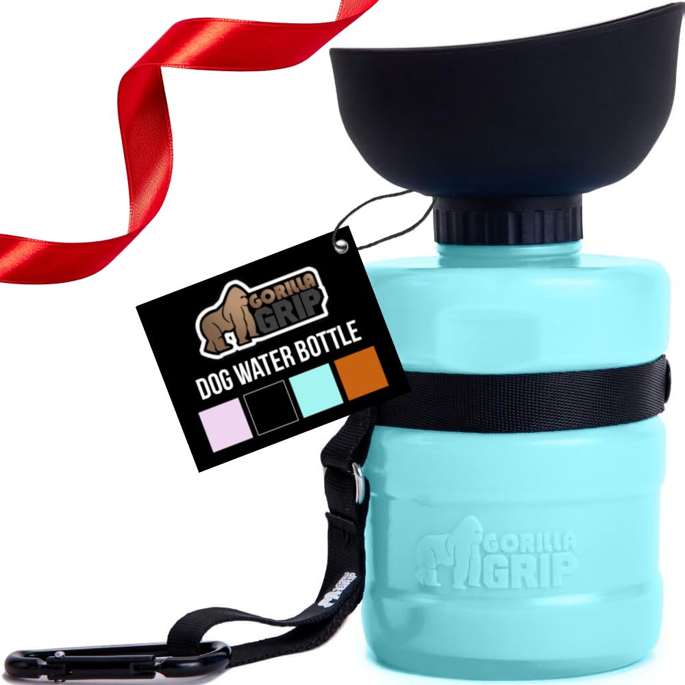 GORILLA GRIP turquoise 16oz bottle—portable hydration on walks.