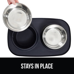 GORILLA GRIP feeding mat set edge capture highlights spill containment to protect floors.
