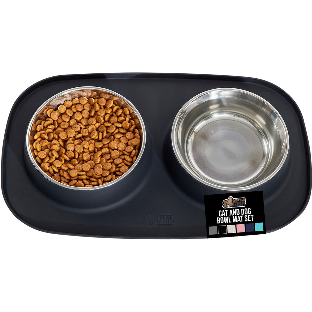 GORILLA GRIP feeding mat set mat top view highlights spill-catching edge for cleaner floors.