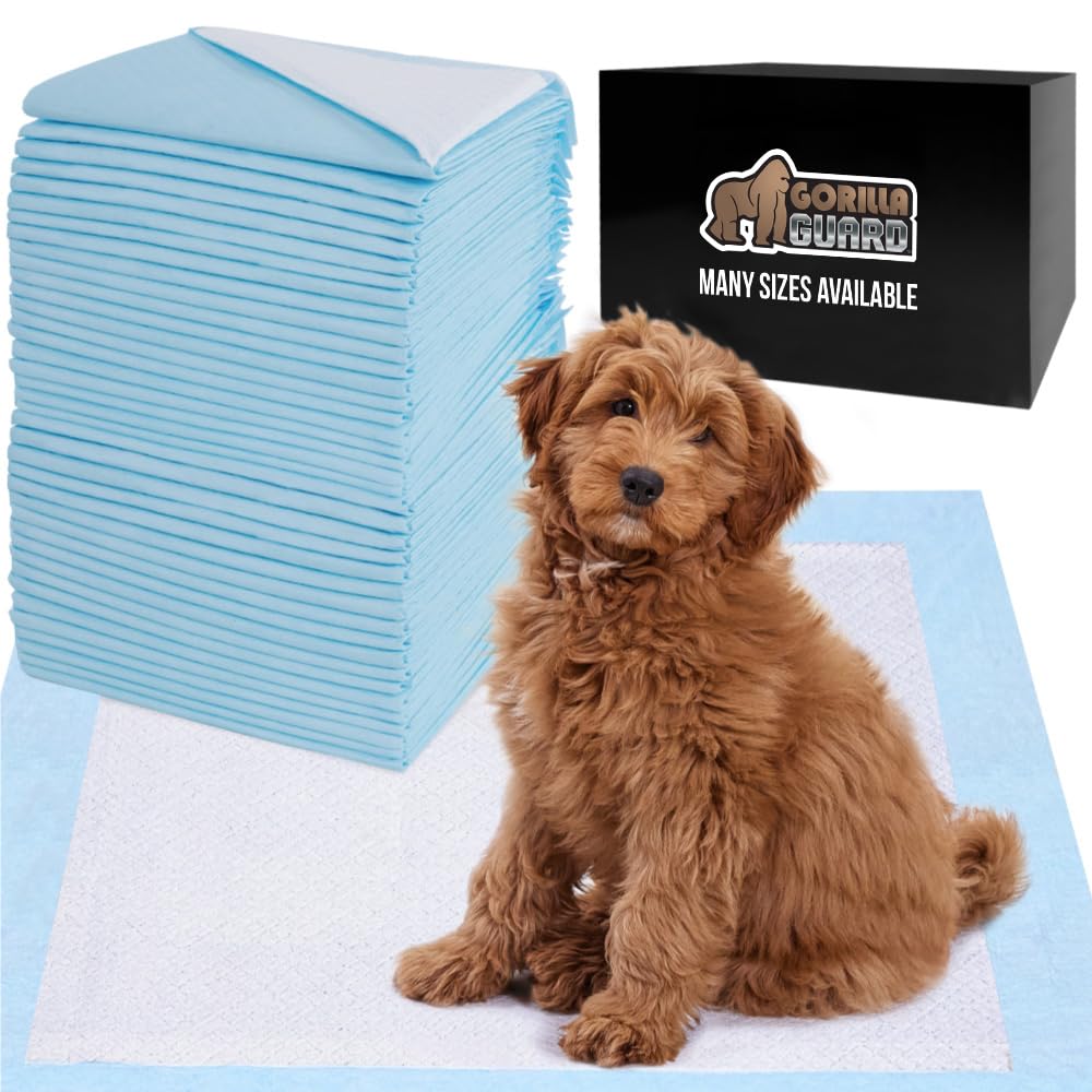 Gorilla Guard pads stacked for easy setup during puppy training.