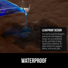GORILLA GRIP leakproof edge contains liquids within the blanket for easy cleanup.