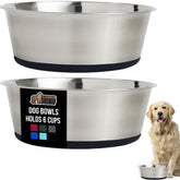 gorilla grip set2 dog bowls with six-cup capacity for meals and water.
