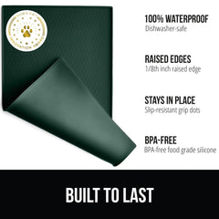 GORILLA GRIP slip-resistant-topside mat keeps bowls steady for mess-free feeding.