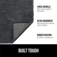 GORILLA GRIP SoakStopper grippy rubber backing helps prevent mat sliding.
