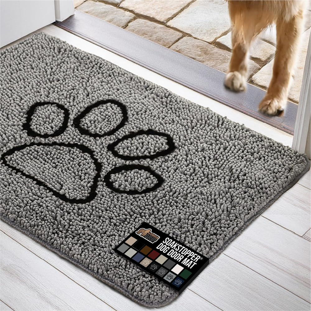 GORILLA GRIP SOAKSTOPPER close-up: absorbent chenille pile soaks moisture for cleaner entryways.