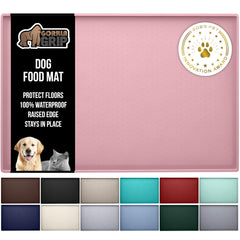 GORILLA GRIP waterproof pet feeding mat pink protects floors during meals.