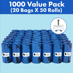 GORILLA SUPPLY blue 1000-count dog poop bags ready for quick pickup.