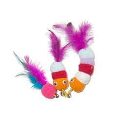 Gotvspt cat feather toys with bell ball rolling stimulates play and daily exercise.