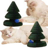 Gouenl Christmas Modern Cat Scratcher top view highlights durable cardboard for hours of scratching pleasure.