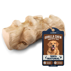 GOWGOW Gorilla Chew Toy in coffee wood texture for large dogs, ideal for heavy chewers.