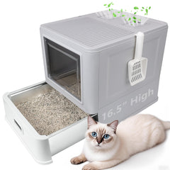GOYJOY enclosed stainless-steel cat litter box with lid for privacy and odor control