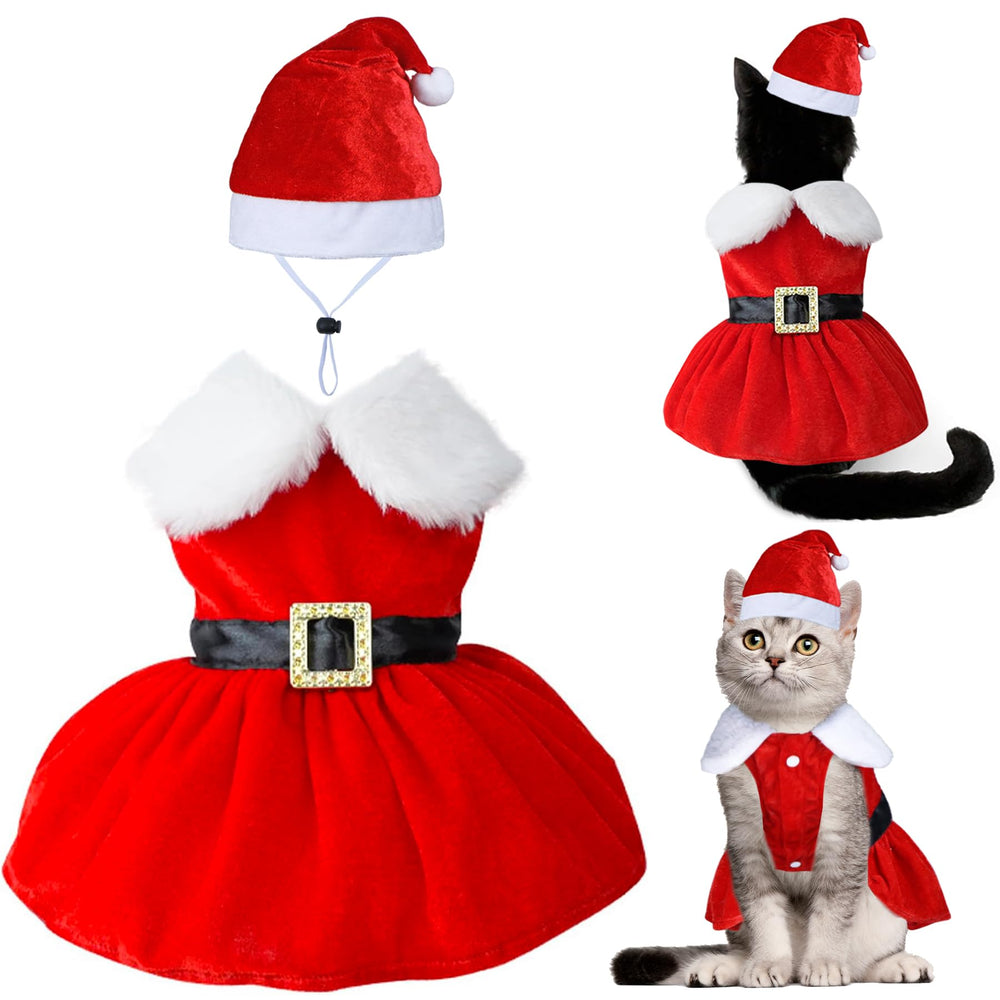 GOYOSWA cat Christmas dress, side view, festive photo-ready look.