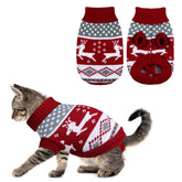 GOYOSWA cat Christmas sweater reindeer pattern close-up for festive warmth