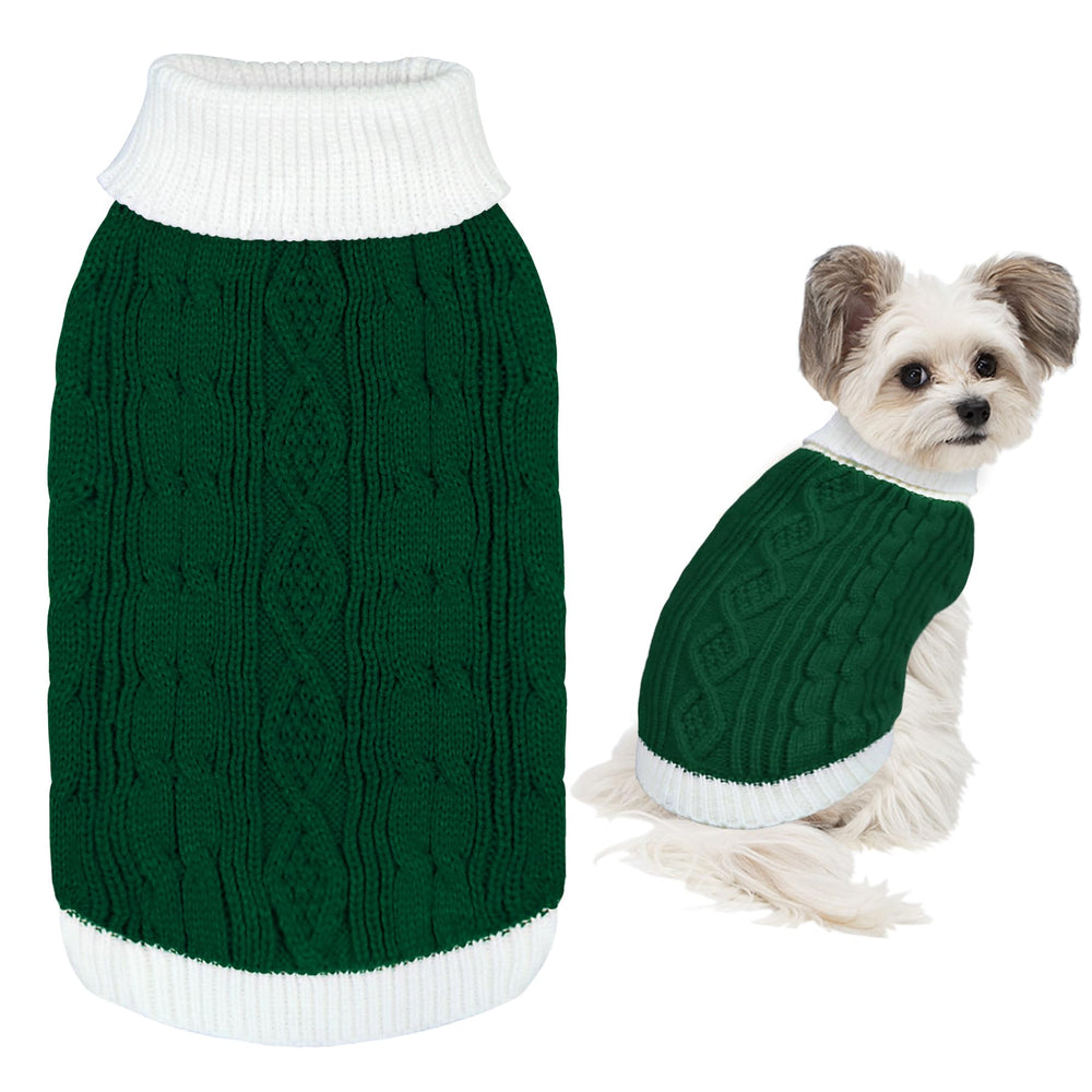 Goyoswa dog Christmas sweater with diamond pattern in green for festive warmth.