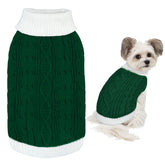 Goyoswa dog Christmas sweater with diamond pattern in green for festive warmth.