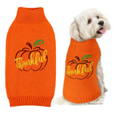 GOYOSWA dog Thanksgiving sweater orange pumpkin pattern; cozy warmth for festive photos
