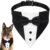 GOYOSWA dog tuxedo collar with bow tie on dog for formal wedding photos