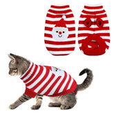 GOYOSWA Santa cat sweater front view keeps pet warm and festive