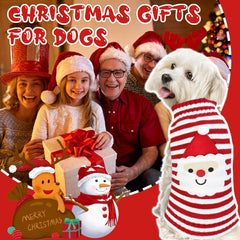GOYOSWA snowman dog sweater on a small dog for winter fun and cozy layering