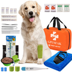 GPUSFAK dog first aid kit contents organized for quick emergency use